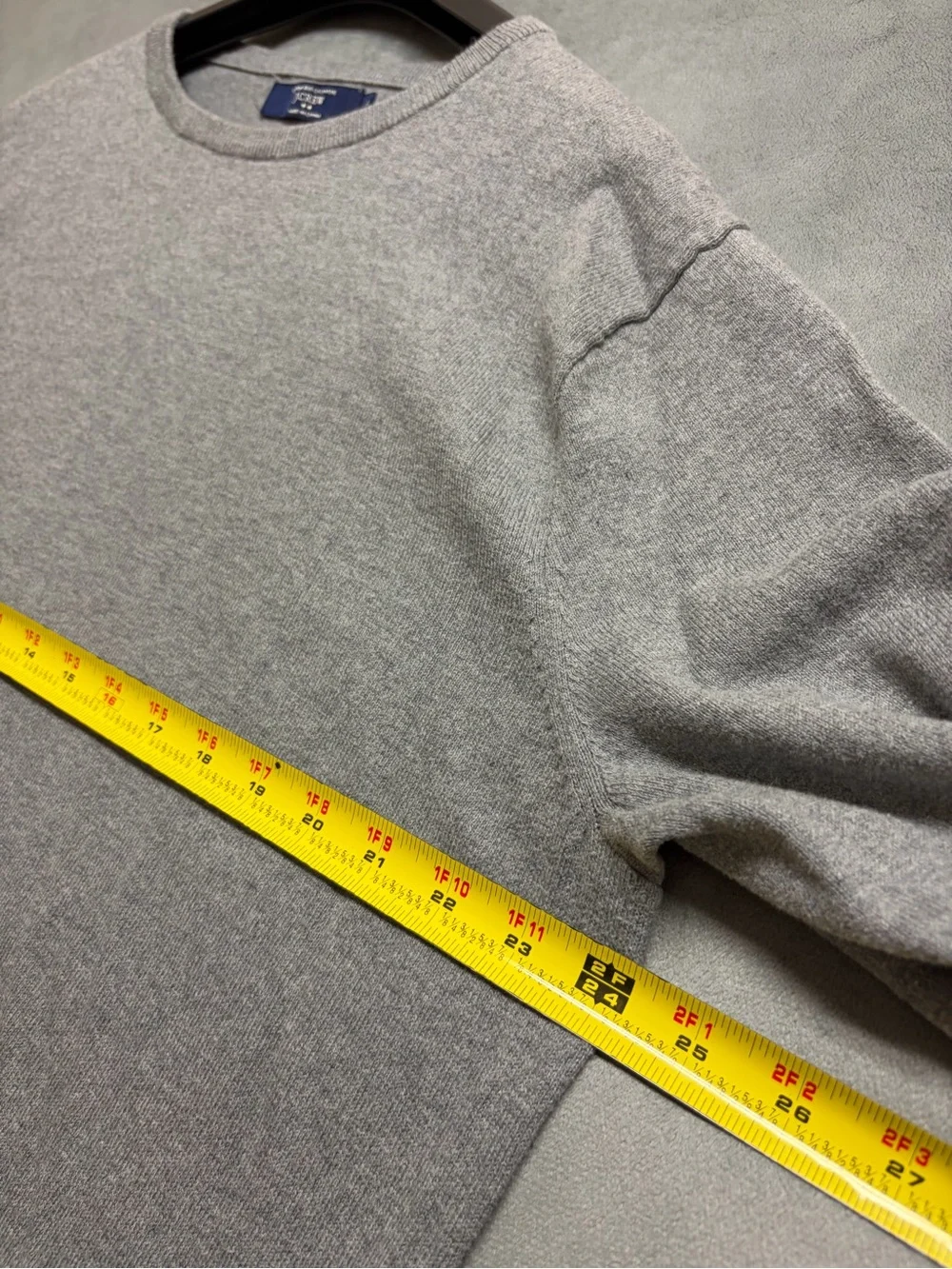 J Crew Sweater Mens XL Gray Cotton Cashmere Crewneck Knit Pullover Preppy